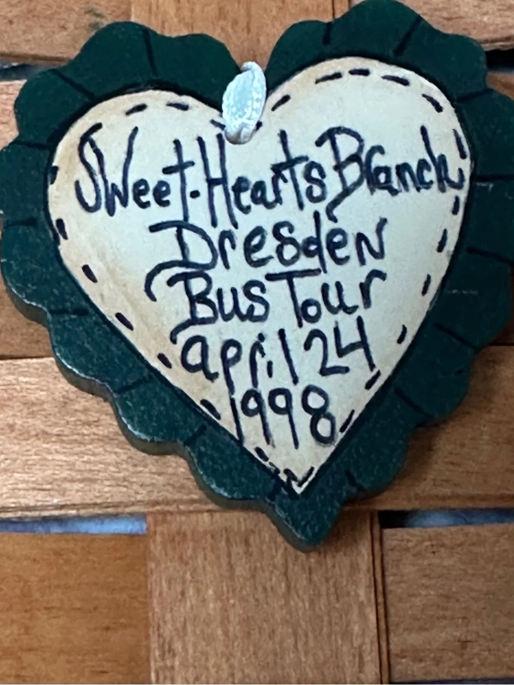 Longaberger 1993 basket w/ Dresden Bus Tour Basket April 1998 SIGNED by Ginny L.